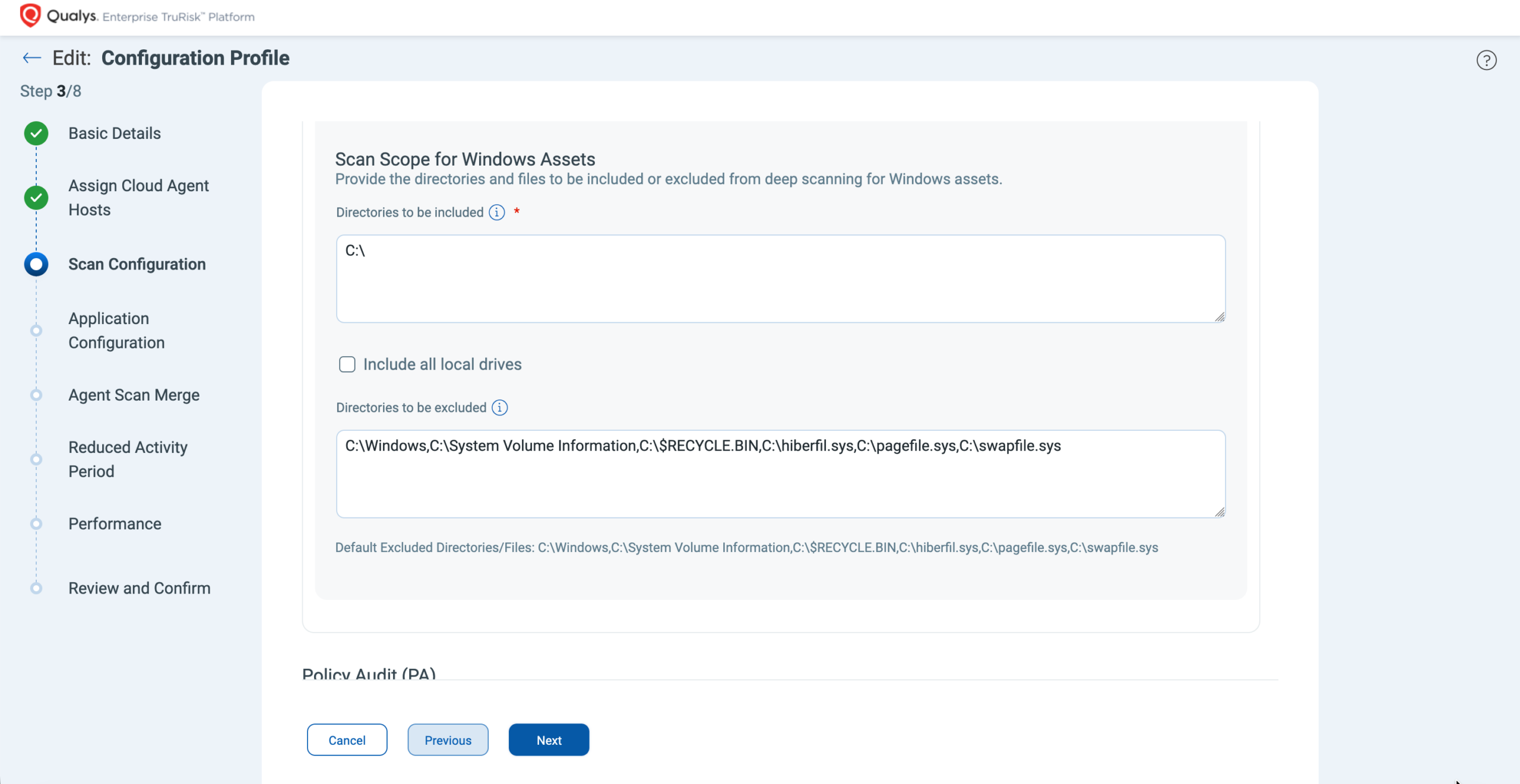 Qualys Deep Scan Directory Scope