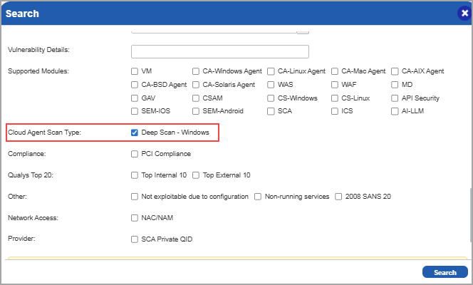 Deep Scan Agent Settings